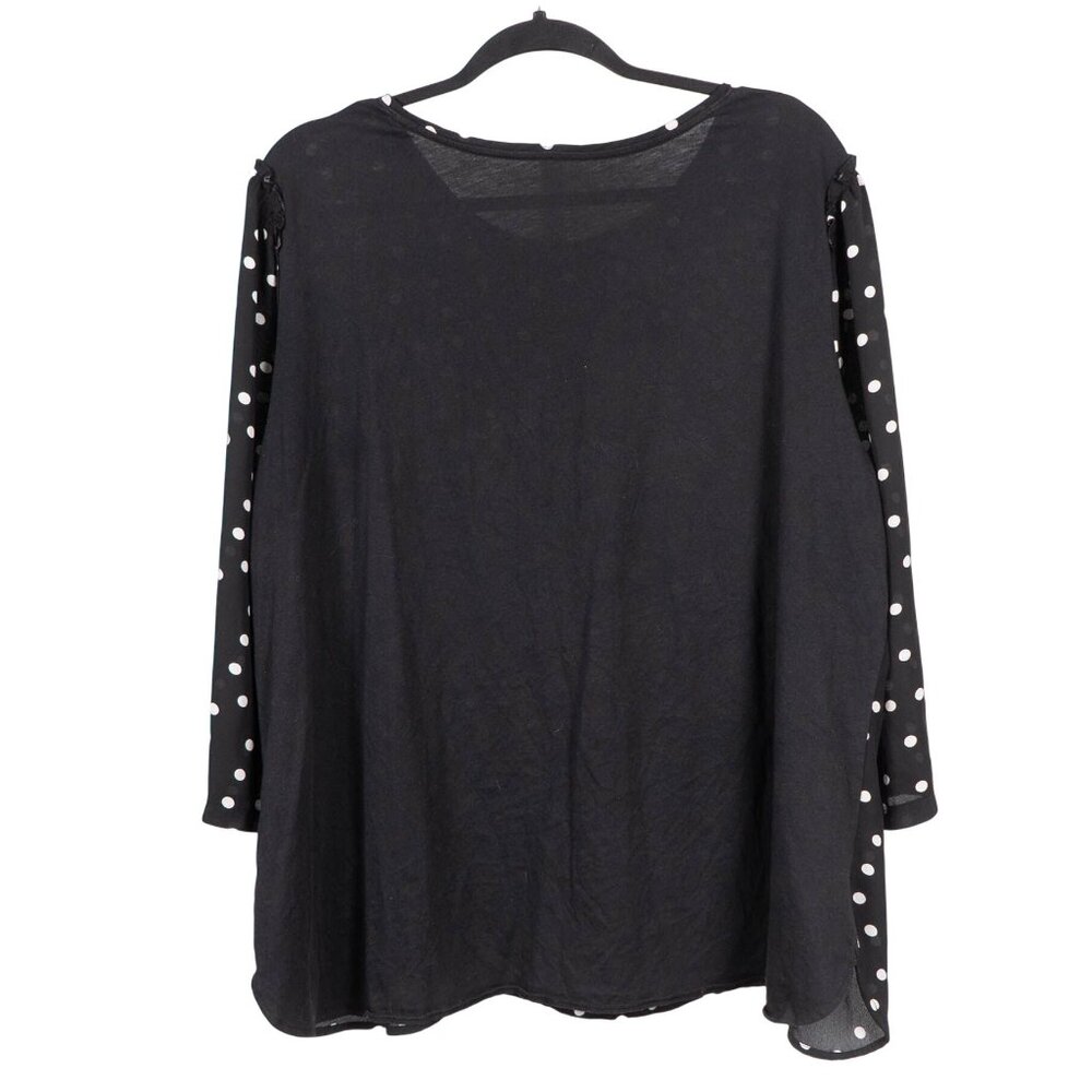 Van Heusen Polka Dot Blouse XXL Womens Black White Stretch 3/4 Sleeves - Picture 5 of 5